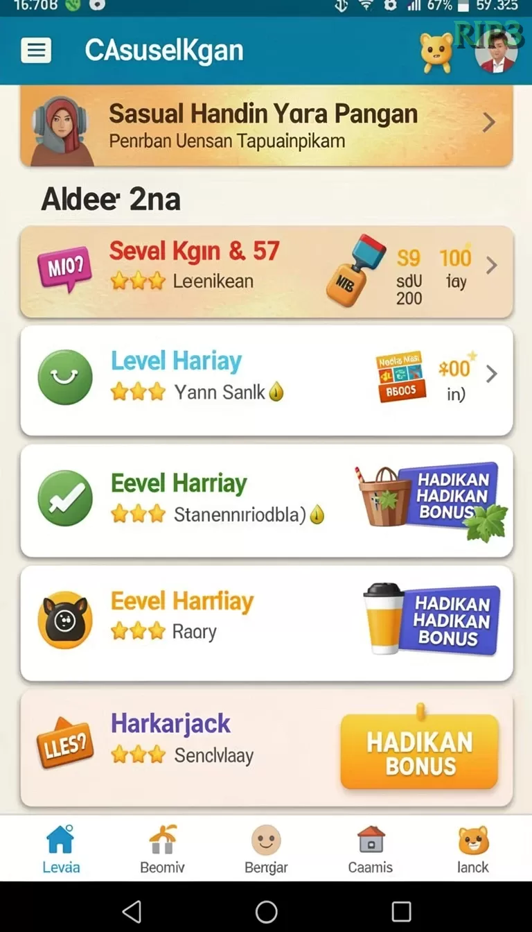 Cuplikan layar LINETOGEL — aktivitas